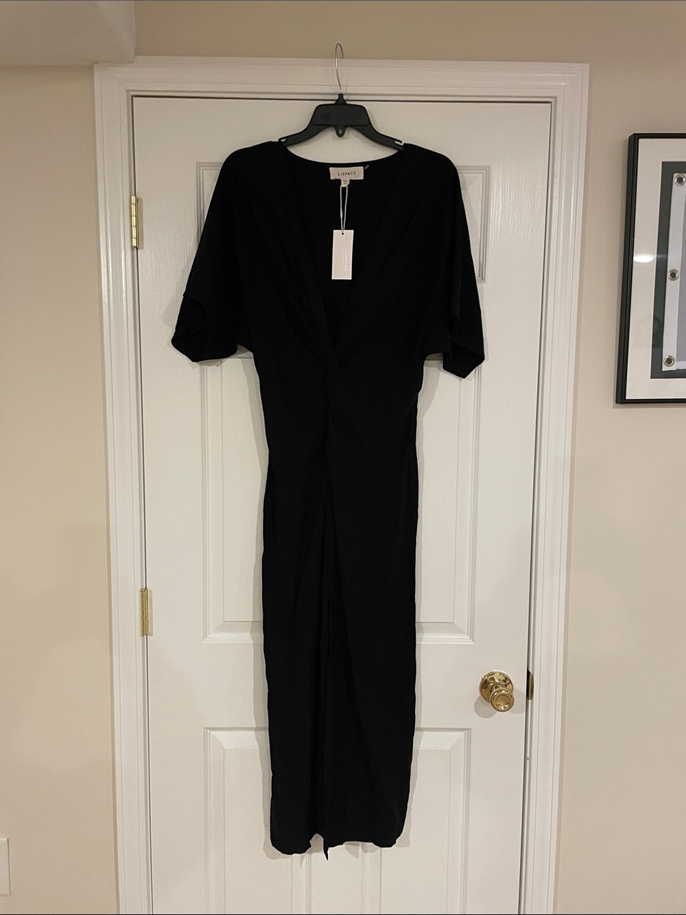 l*space Black V-Neck Short-Sleeve Maxi Dress